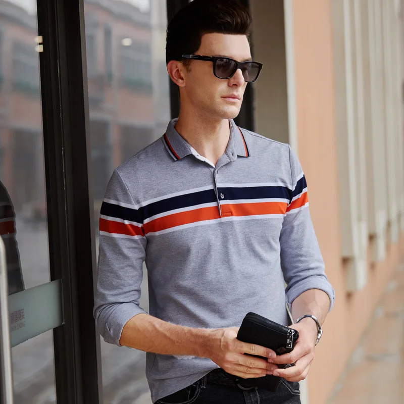 Высококачественная повседневная рубашка поло высокого качества hommes A manches Longues Polo