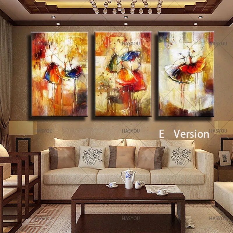 

Unframed 3 Panel Handpainted Ballet Dancer Abstract Modern Wall Art Picture Home Decor Oil Painting On Canvas For Bedroom