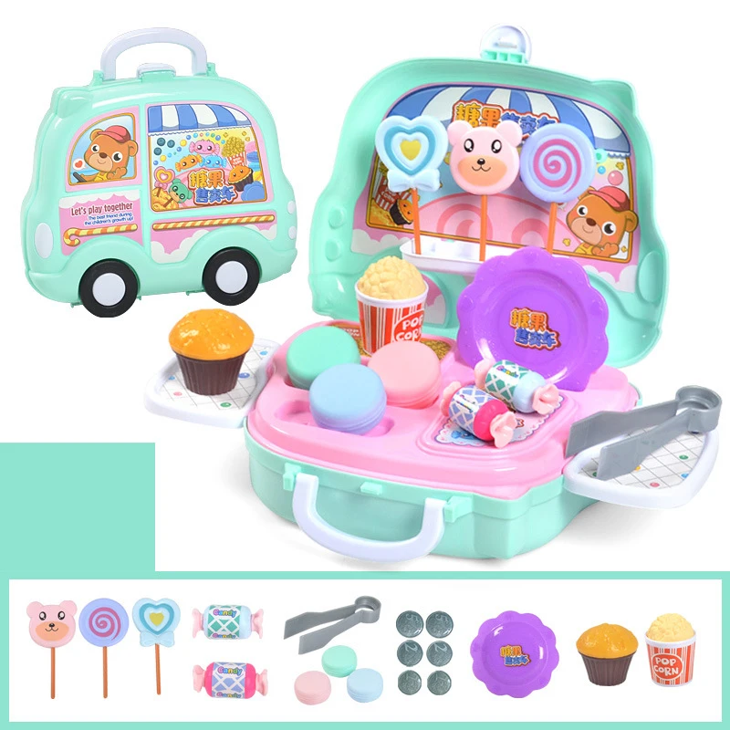 Сюжетно-ролевые игры, Playset Кухня посуда игрушечные чемоданчики моделирование быстрого Еда барбекю конфеты станции Портативный продукты магазин Box комплект
