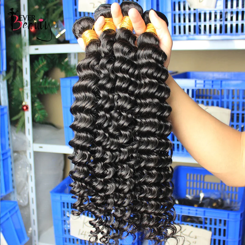 Deep Wave Brazilian Virgin Hair Weave Bundles Human Hair Bundle Extension Loose 3 pcs Raw Ever Beauty Curly Products