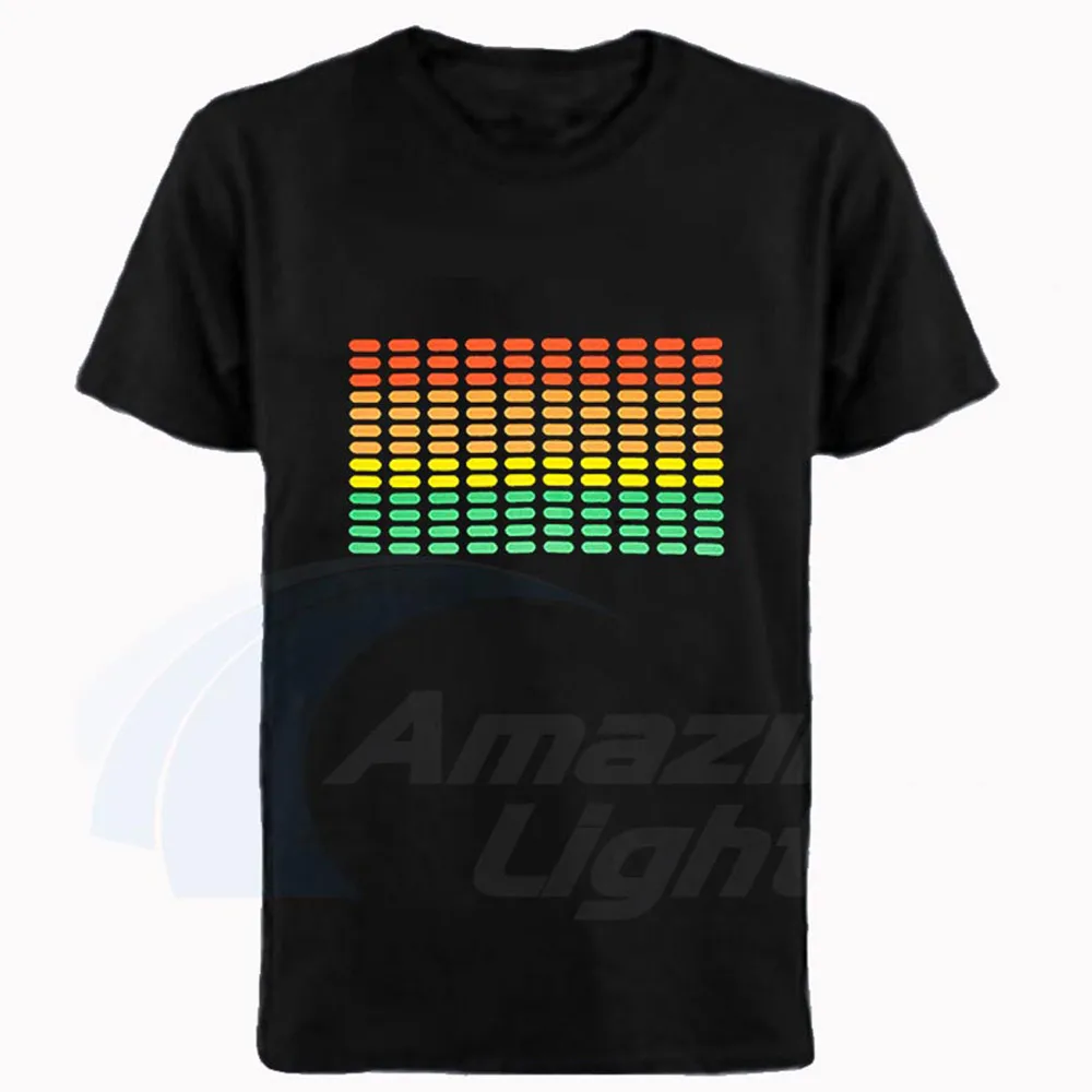 Hot sale High Quality unisex 100%Cotton LED t shirts equalizer Sound Activated EL T shirt Amazing light brand led t-shirt | Автомобили и