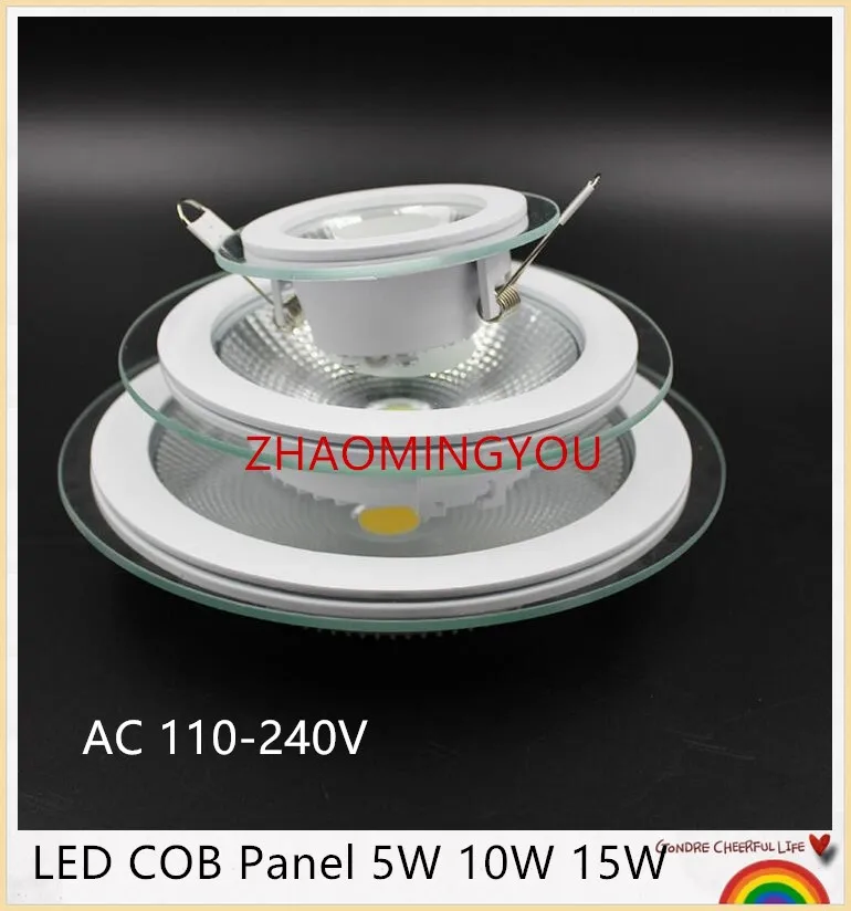 Потолочный светильник 1 шт. 5 Вт 10 15 Светодиодная панель COB стеклянный корпус