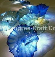 creative aquarium and spa wall decor crystal sea blue color murano glass wall plate