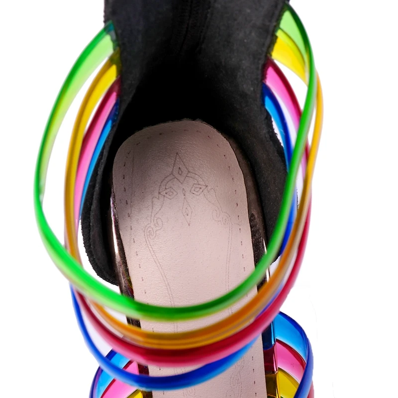 

MORAZORA SIZE 31-45 New 2021 Fashion women sandals transparent high heels party wedding shoes mixed color suede leather shoes