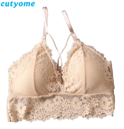 Beige Girls Bra Cutyome/4 шт./лот; детские спортивные бюстгальтеры для девочек-подростков; Спортивное нижнее белье; однотонные кружевные пикантные бюстгальтеры для подростков - Цвет: Beige Girls Bra