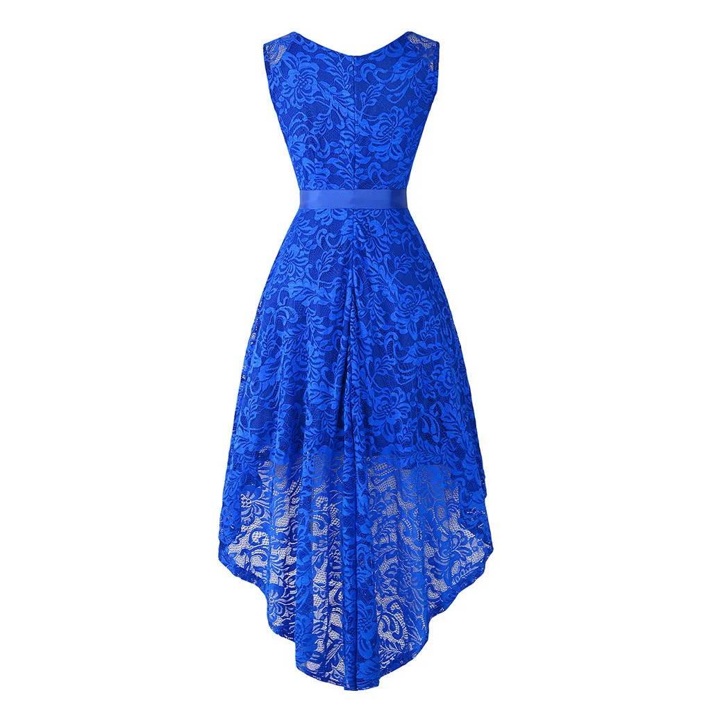 Женское винтажное кружевное платье однотонное синее коктейльное Повседневное в