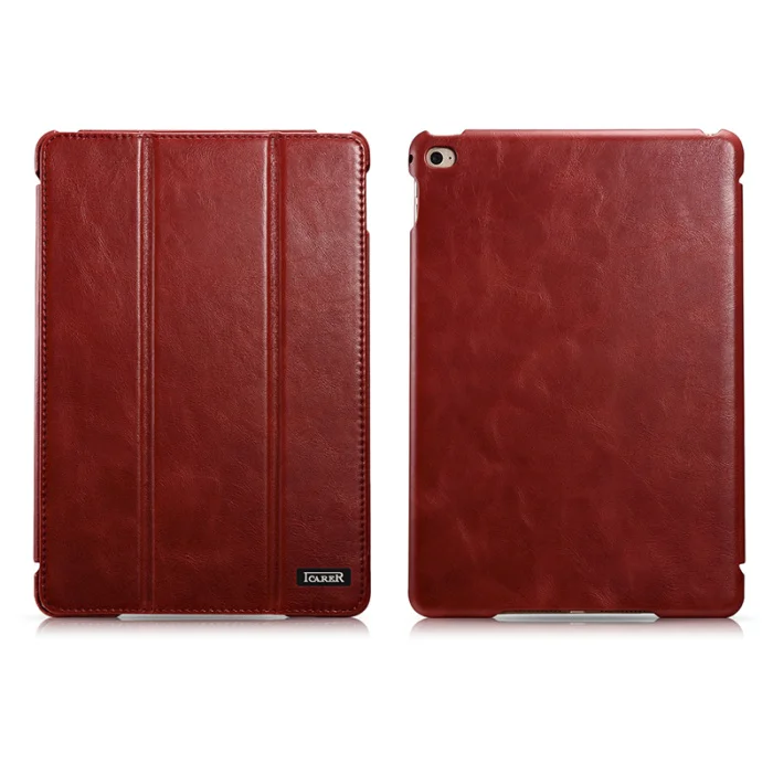 ICARER Чехол для iPad mini 4 Винтажный чехол из натуральной кожи с откидной крышкой, смарт-чехол, для iPad mini 4, чехол-подставка для автоматического пробуждения/сна - Цвет: Red