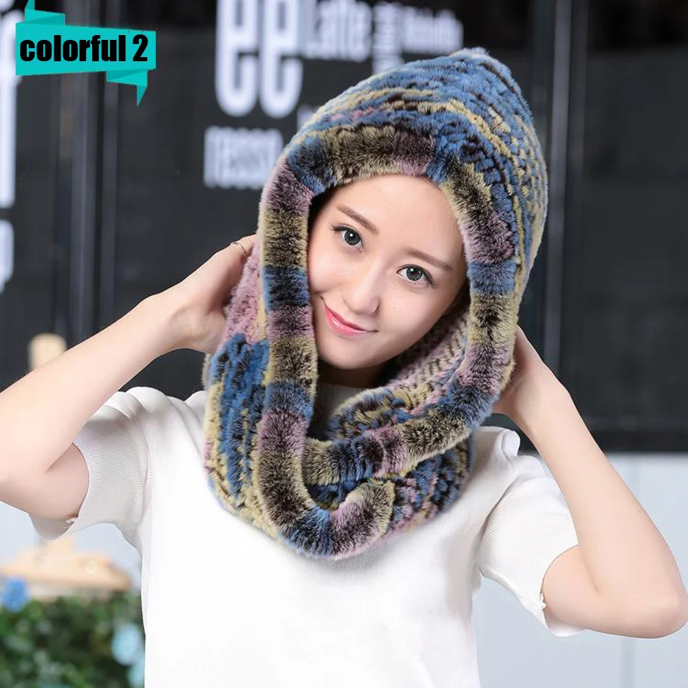 Зимние женские теплые меховые шарфы женский модный шарф с капюшоном из