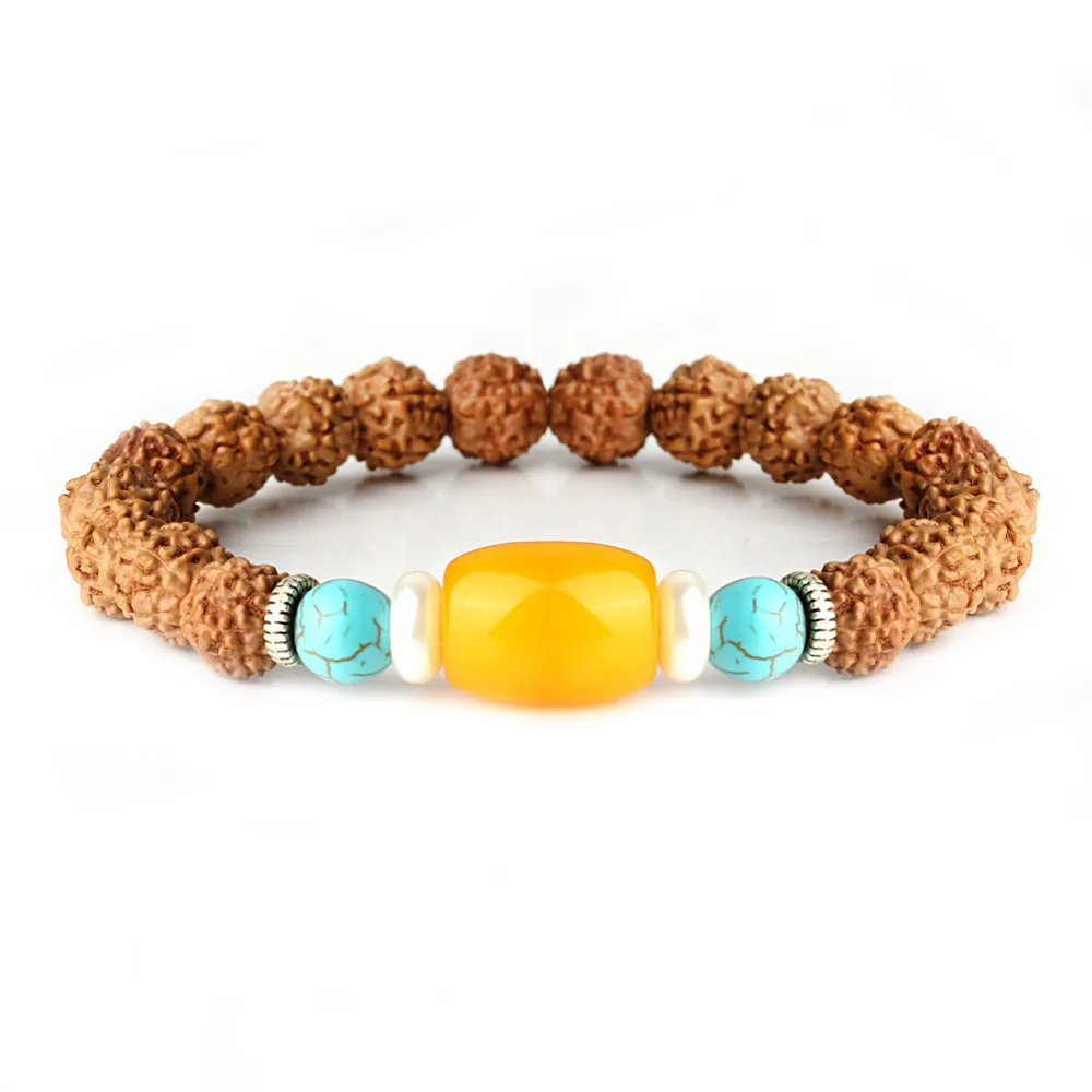 Exweup новый модный мужской женский браслет с бусинами Ваджра Бодхи желтый