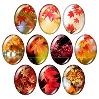 beauty maple leaf flowers sunflowers 13x18mm18x25mm30x40mm mixed oval photo glass cabochon demo flat back jewelry findings