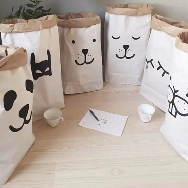 

Popular heavy kraft paper bag,Animal Letter Cross Paper Storage Bags,Toys Clothes Kids Wall Pocket Children Room, 2PCS/LOT