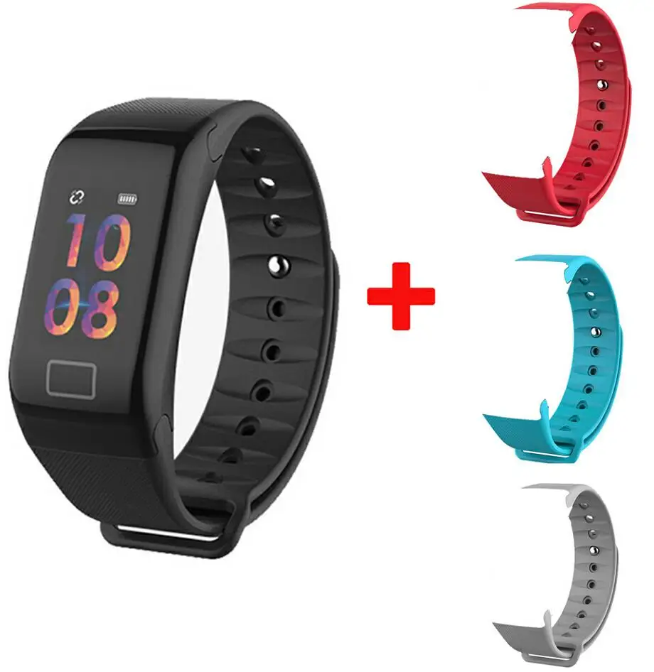 add red grey blue F1 Plus умный Браслет цветной экран Smartband IP67 водонепроницаемый браслет спортивный фитнес-трекер монитор сердечного ритма трекер сна - Цвет: add red grey blue