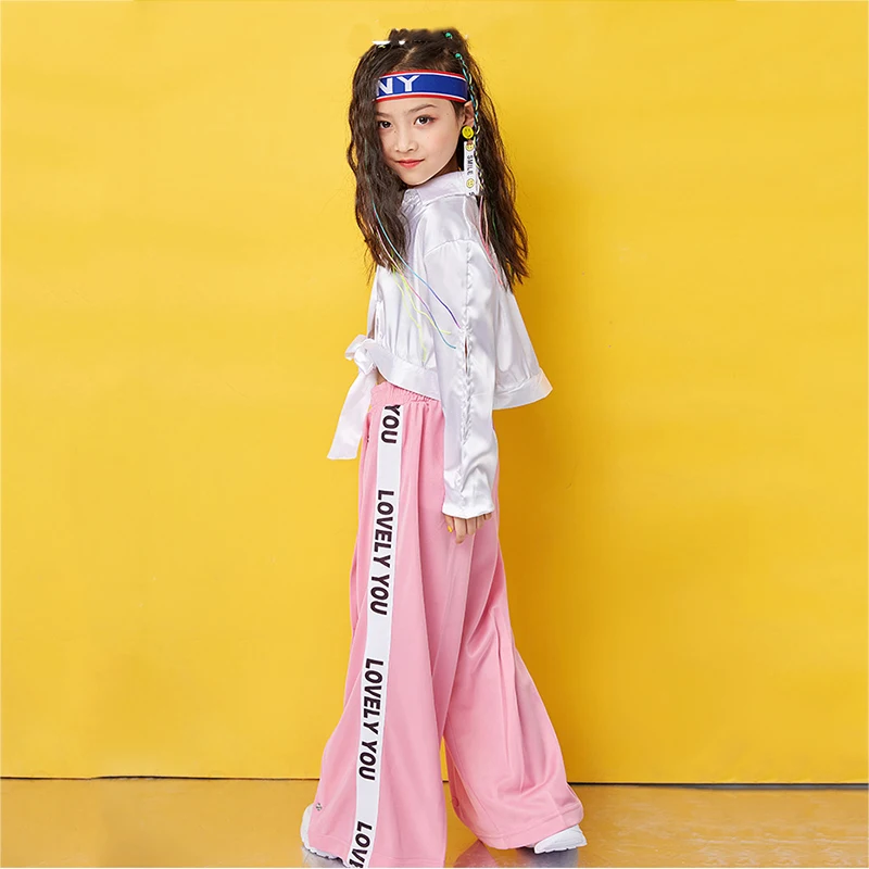 Танцевальные костюмы в стиле хип-хоп топы с длинными рукавами для девочек брюки