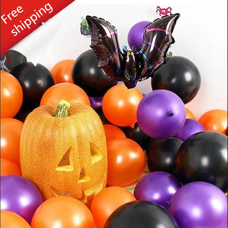 

10 inch 30 pcs Halloween balloon scene layout supplies wholesale balloon thick Purple Orange Green Balloons balloons terror