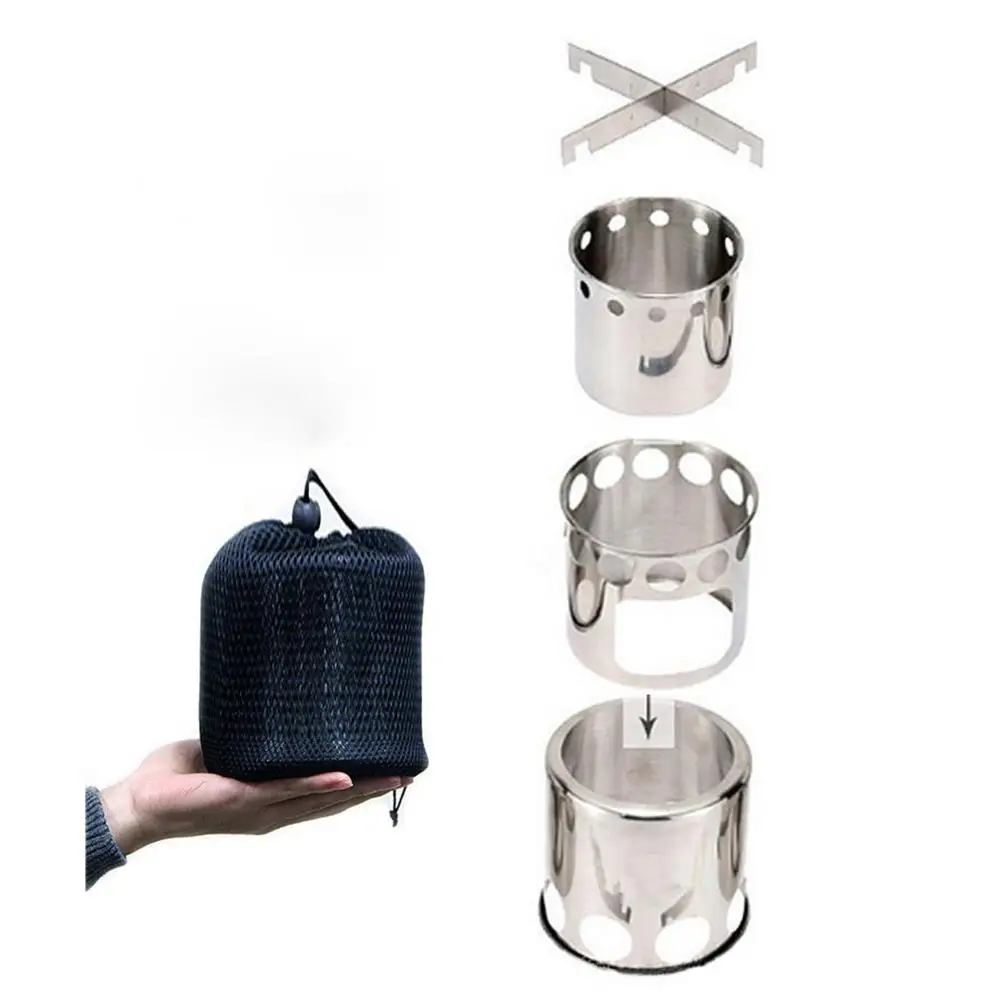 Outdoor Camping Wood Stove Pot Set Hiking Travel Firewood | Спорт и развлечения