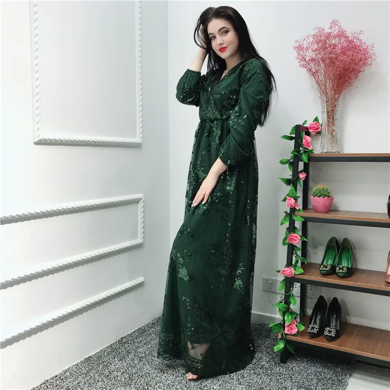 Роскошные мусульманские кружевные вышитые бронзовые abaya Полные платья кардиган KimonoLong халаты Jubah Ближний Восток Eid Рамадан исламский