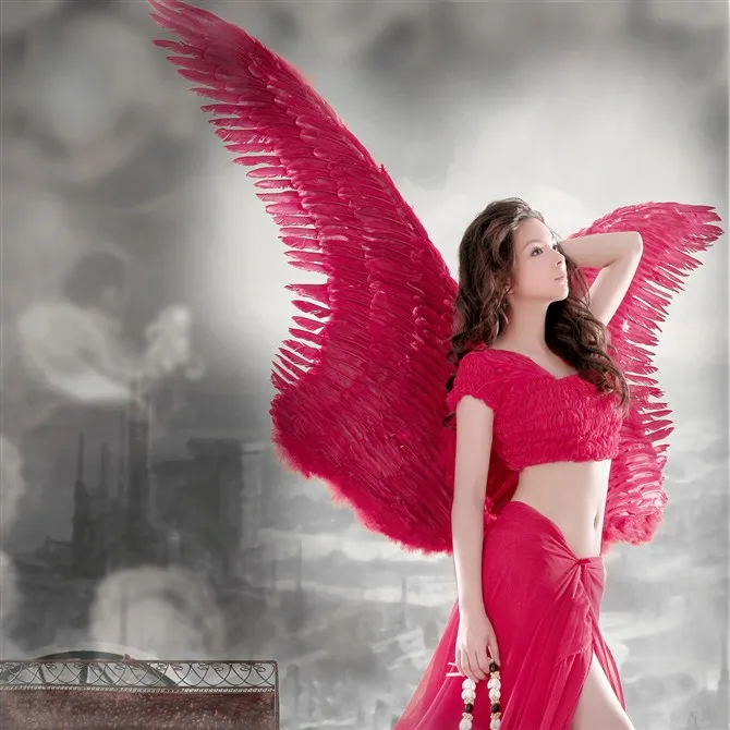 2017 Красный Новый Стиль Крылья Ангела реквизит Подиум шоу Праздничный Ангел перья