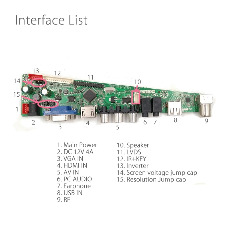 HDV56J-LT V3.0 V56J Универсальный ЖК-контроллер Плата ТВ материнская плата программа версия LVDS панель экран матрица русский V29