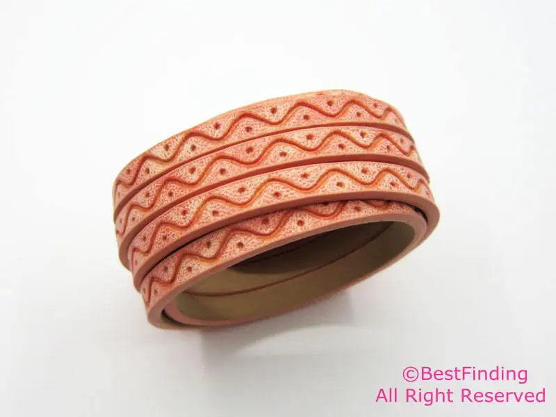 

Leather strips Peach 5mm Hot press Lace Flat leather cord