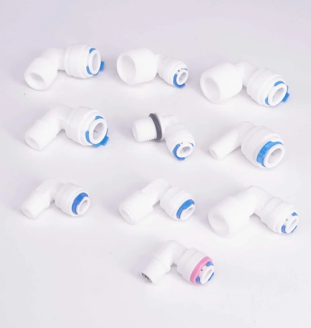 Подходит для 1/4 &quot3/8&quot OD Tube 1/8 &quot1/4&quot 3/8 &quot1/2&quot BSP Male Elbow L коннектор аквариума