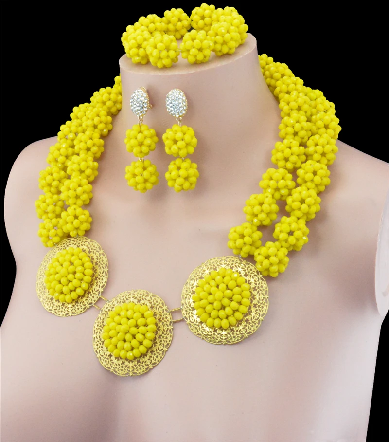 Африканский желтый кристалл свадебные женские аксессуары нигерийский цветочный