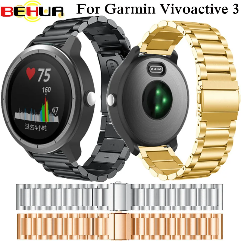 Ремешок из нержавеющей стали для наручных часов Garmin Vivoactive 3 сменный Браслет