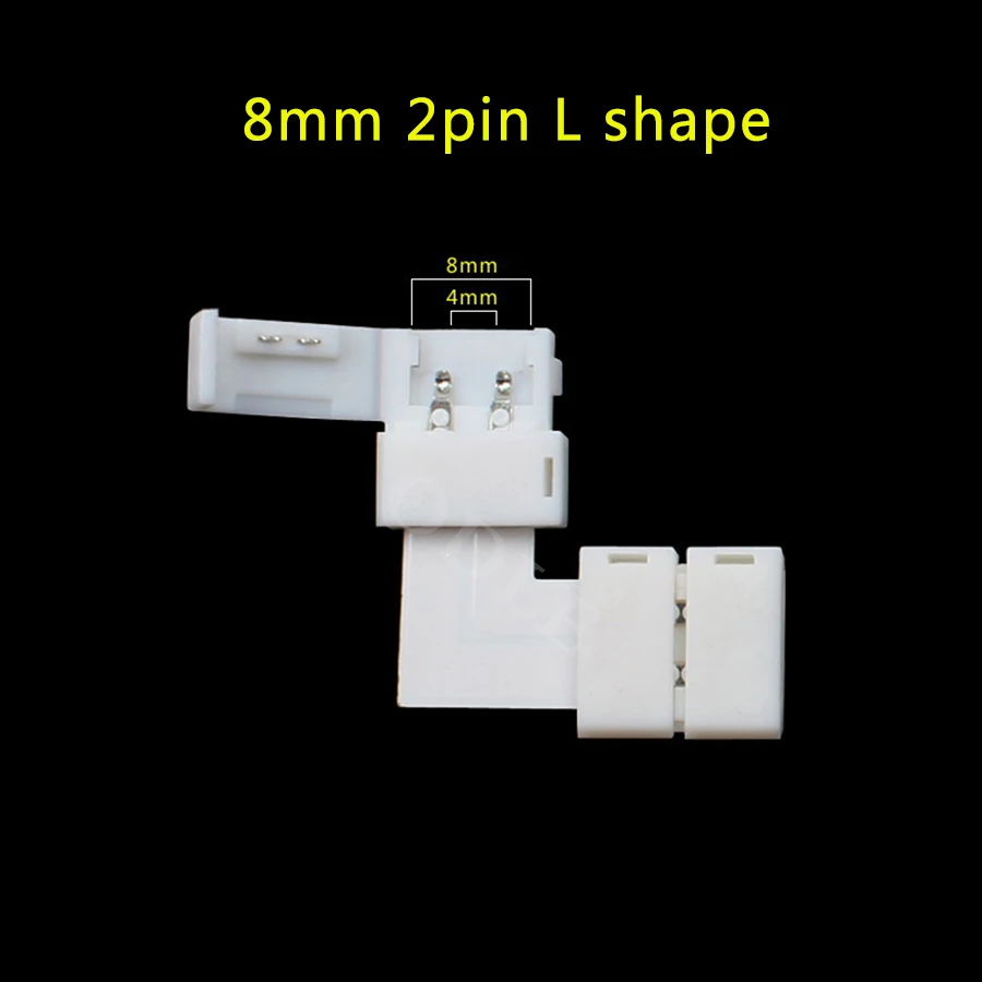 Угловой адаптер для одноцветной светодиодной ленты 3528 8 мм 2pin T L X|8mm connector|l connectorled