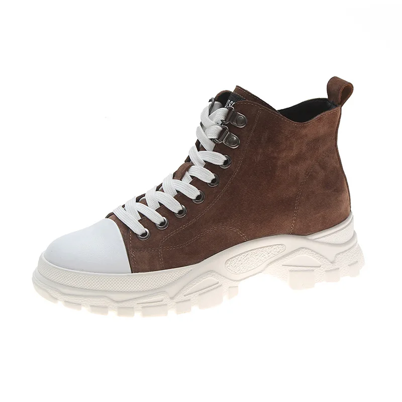 Genuine Leather Women's Winter Shoes Plush Warm Women Platform Sneakers 2019 Combat Boots Woman Martin YD198 | Спорт и