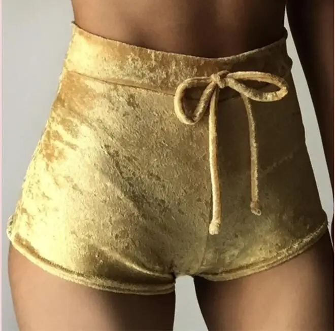 

Gold velvet flannel elastic shorts