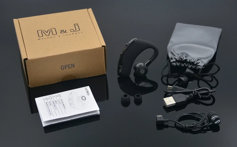 M& J V9 Громкая связь Бизнес Беспроводная Bluetooth гарнитура с микрофоном Голосовое управление наушники для привода подключения с 2 телефоном
