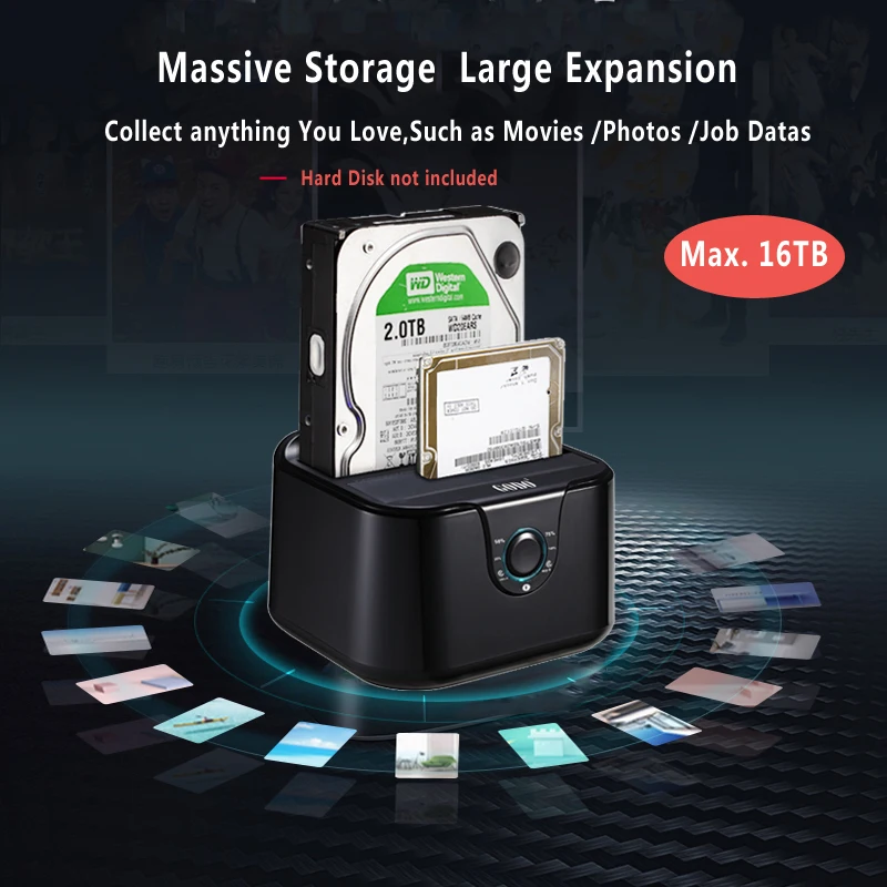 Док станция для жестких дисков с двумя отсеками SSD/HDD док Sata III USB3.0 функция