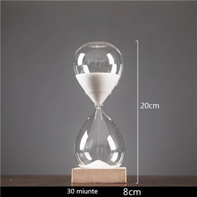Дерево+ Стекло 5/15/30 минут стеклянные песочные часы Hour Стекло за час Стекло песок Стекло песочные часы Чай таймеры, украшение для дома, подарок - Цвет: White (Large)