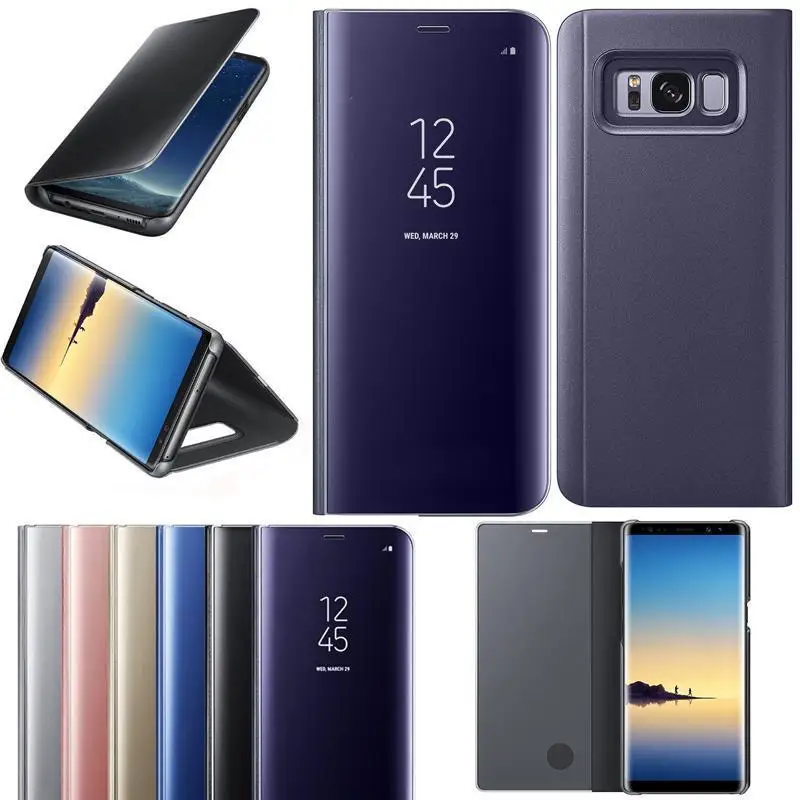 Прозрачный зеркальный чехол подставка для Samsung Galaxy A6 A8 2018 Plus J3 J5 J7 A3 A5 A7 2017 2016 S8 S9 S7