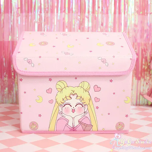 Мультяшная милая My Melody Cardcaptor Sakura Sailor Moon, косметичка для девочек, сумки для макияжа, игрушка, складная коробка для хранения, сумка-Органайзер - Цвет: Черный