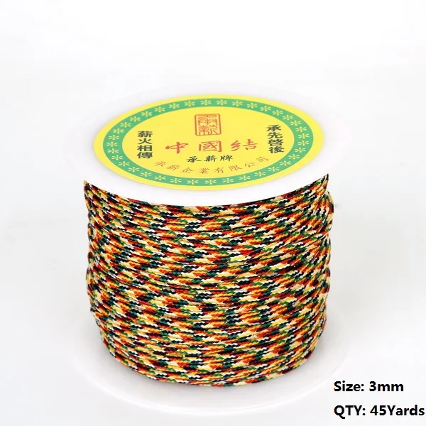 Mixed Color 45Yards Лидер продаж Смешанные Цвет прочный 25-140 ярдов/roll 0.4 мм-4 мм китайский узел Нитки шнур для DIY Ремесленная ручной инструмент шить Нитки - Цвет: Mixed Color 45Yards