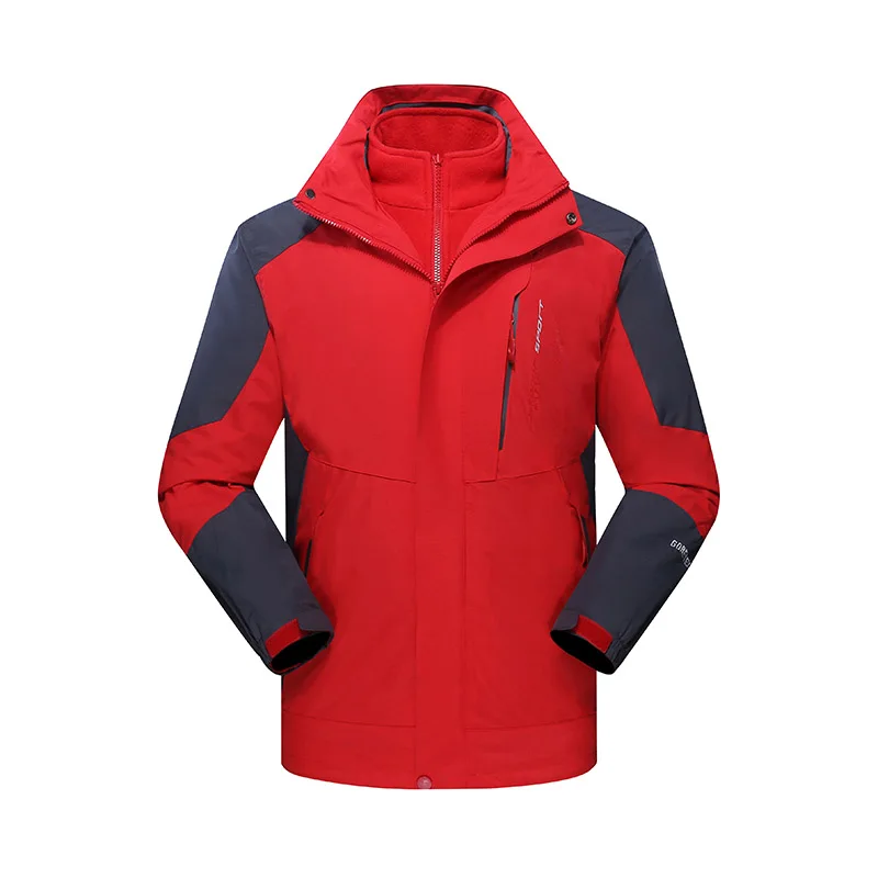 Men Red Зимняя походная куртка для мужчин и женщин из 2 предметов, водонепроницаемая теплая ветровка для спорта на открытом воздухе, мужские пальто VA547 - Цвет: Men Red