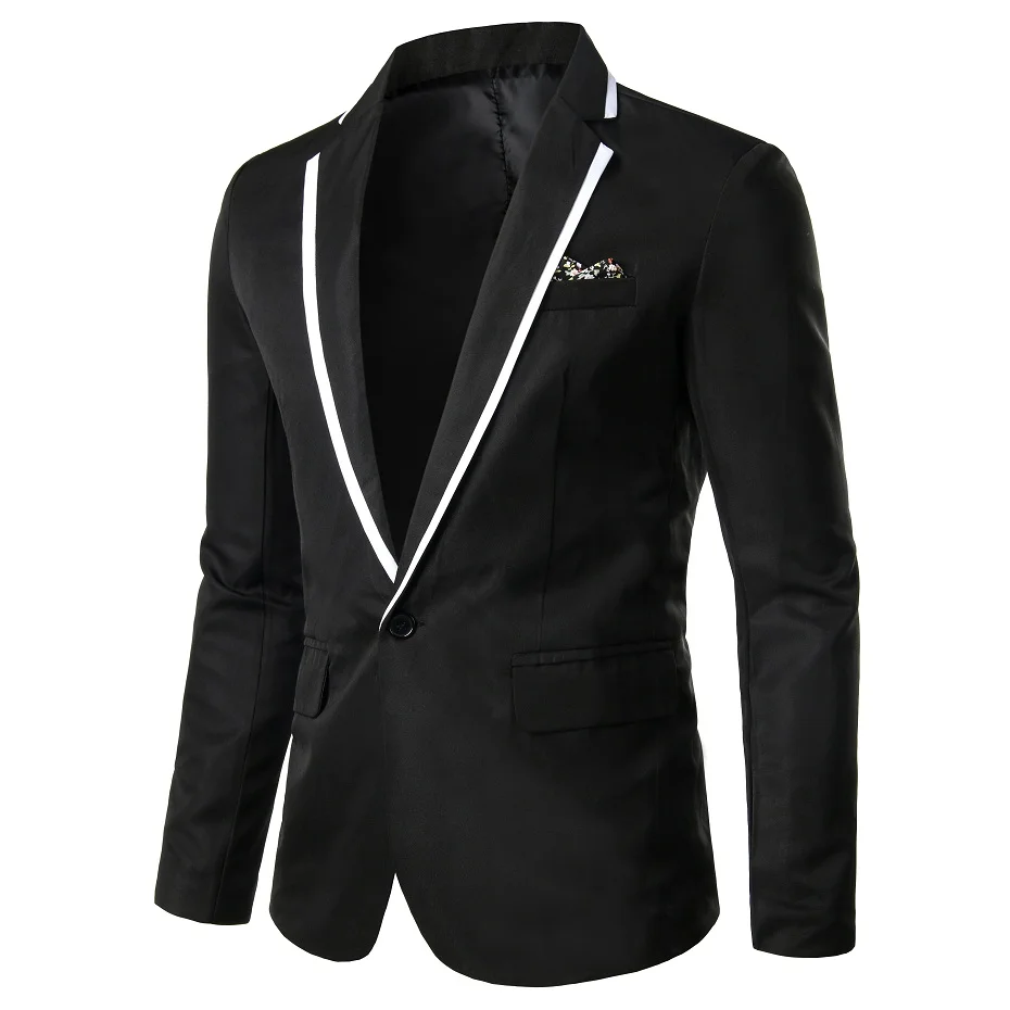 New Arrival Luxury Men Blazer New Spring Fashion Brand High Quality Cotton Slim Fit Men Suit Terno Masculino Blazers Men - Цвет: Black