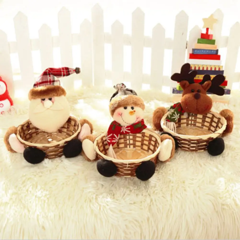 

Merry Christmas Candy Storage Basket Decoration Santa Claus Storage Basket