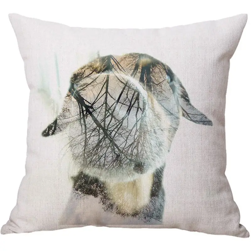 Горячая Распродажа наволочка с изображением земного животного из льна для стула
