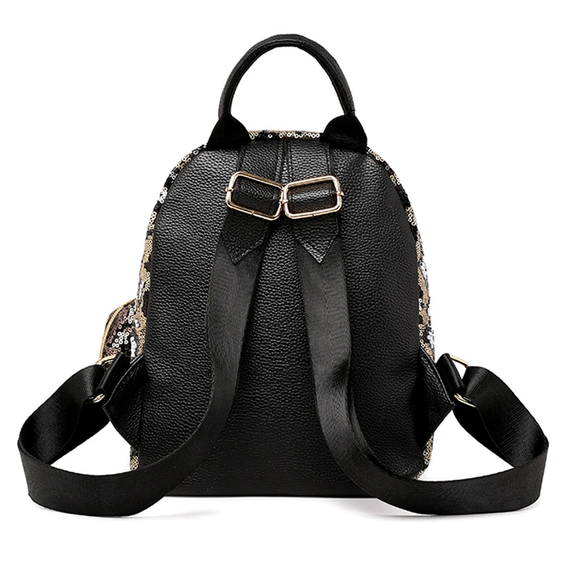 Aelicy Satchel Women Leopard Print Sequin Fashion Small Backpacks Lady Travel Zipper Shoulder Backpack + Clutch Bag 2pcs | Багаж и сумки