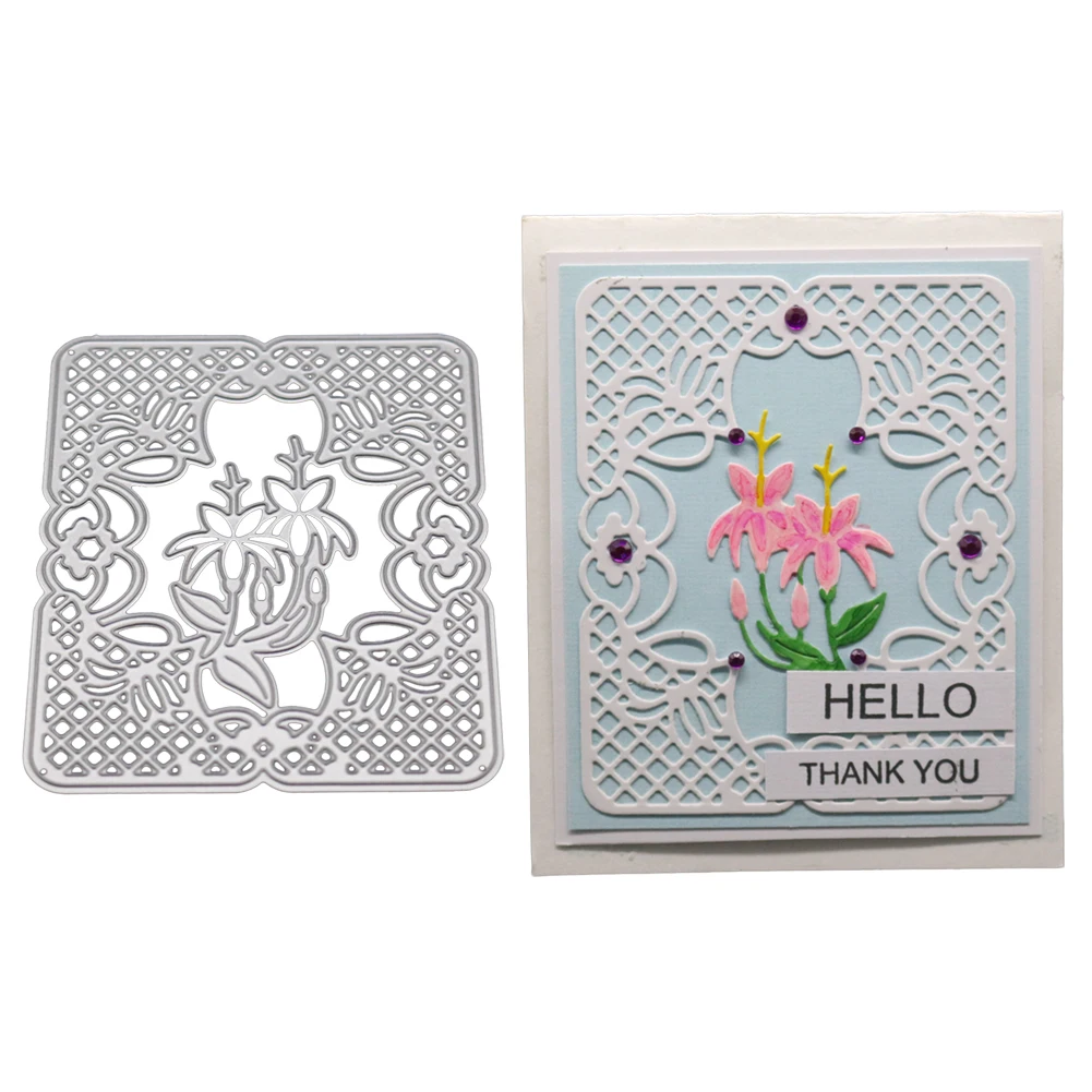 Цветочные металлические режущие штампы прямоугольная рамка трафареты для