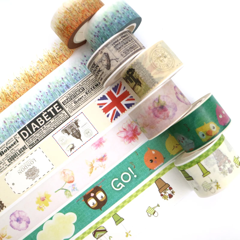 1PCS Creative Retro Style Washi Tape DIY Japanese Paper Decorative Adhesive Cartoon Series Masking Stickers | Канцтовары для офиса