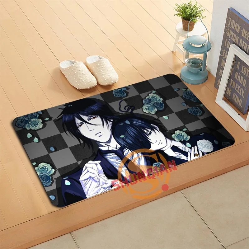 Изготовленный на заказ черный коврик дворецкий для ванной ног домашний декор