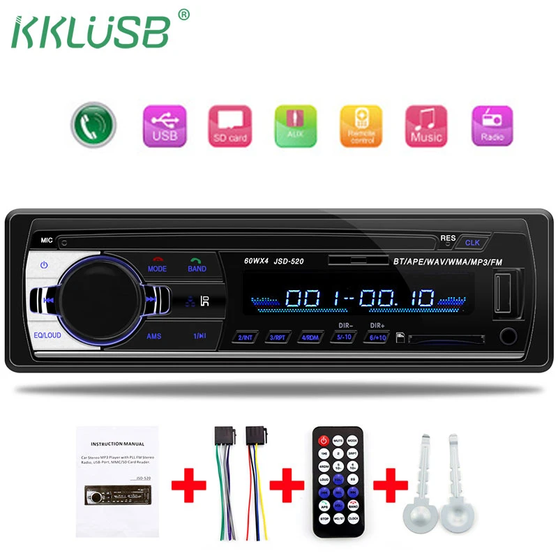 Bluetooth автомобильное радио JSD 520 стерео MP3 плеер беспроводной аудио адаптер 3 5 мм AUX