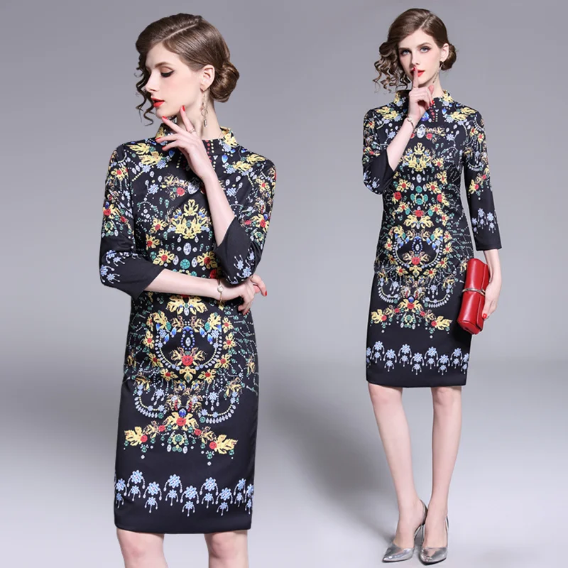 Женское облегающее платье с принтом в английском стиле роскошное праздничное