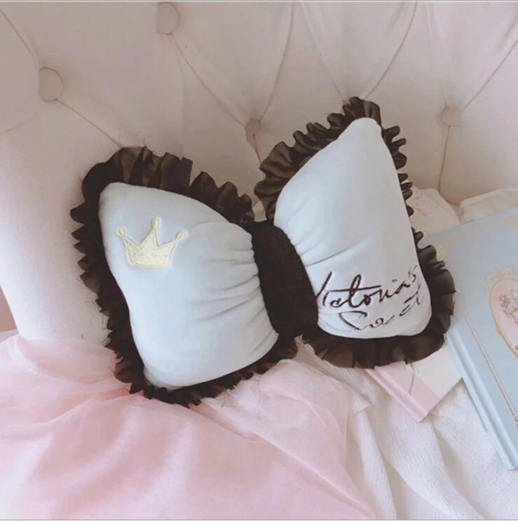 light blue bowknot Lucky Boy Sunday Корона бант вышивка мягкая подушка диванная подушка бант Автомобильная подушка для шеи Расслабляющая девушка украшение комнаты - Цвет: light blue bowknot