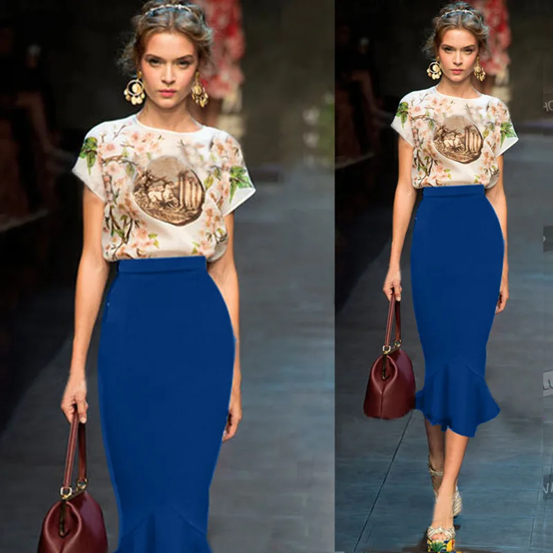 Женщины элегантный bodycon юбка карандаш высокой талией упругой работы ну вечеринку