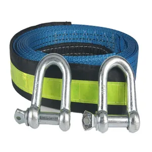 Тяговый буксировочный трос для внедорожников 4 м, 8 тонн, широкие прицепы из плотного полиэстера со светоотражающими перчатками