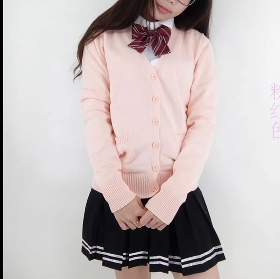 Female cardigan Vintage autumn japanese style students school uniform long sleeve girl New open knitted Coat Y186 |