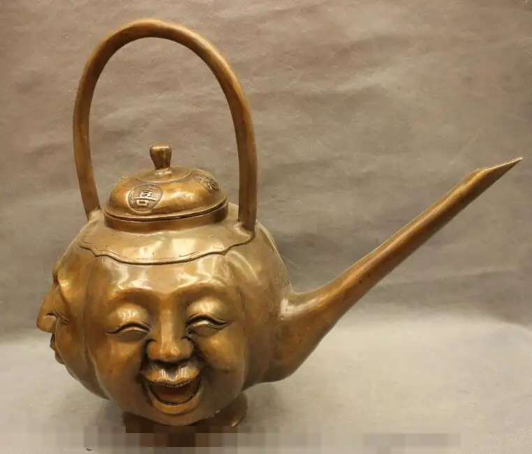 Китайская Бронзовая Медная головка Будды Maitreya S01332 16 с 4 лицами|pot paint|pot setpot head |